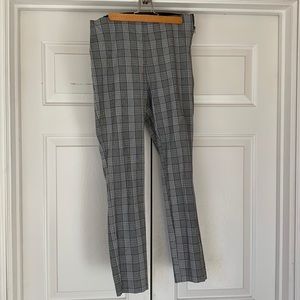 Pull-on plaid cropped dress pants